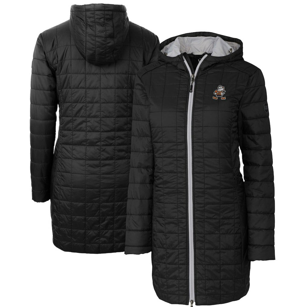 Cleveland Browns  Cutter & Buck Women's Throwback Logo Rainier Primaloft Eco Full-Zip Hoodie Long Coat
