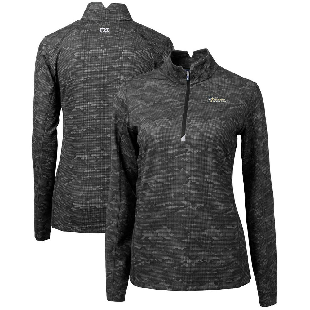 New York Jets  Cutter & Buck Women's Throwback Logo Traverse Camo Quarter-Zip Pullover Top