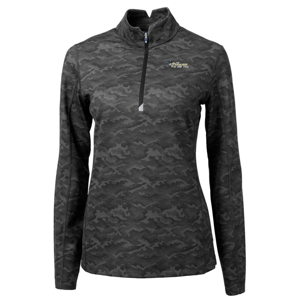 New York Jets  Cutter & Buck Women's Throwback Logo Traverse Camo Quarter-Zip Pullover Top