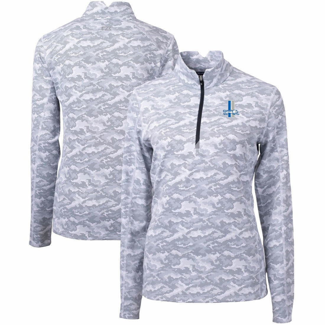 Detroit Lions  Cutter & Buck Women's Throwback Logo Traverse Camo Quarter-Zip Pullover Top