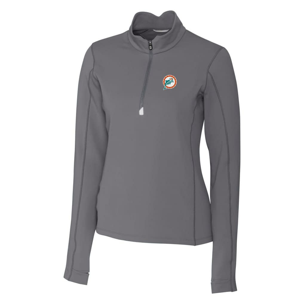 Miami Dolphins  Cutter & Buck Women's Throwback Logo Traverse Stretch Quarter-Zip Pullover Top