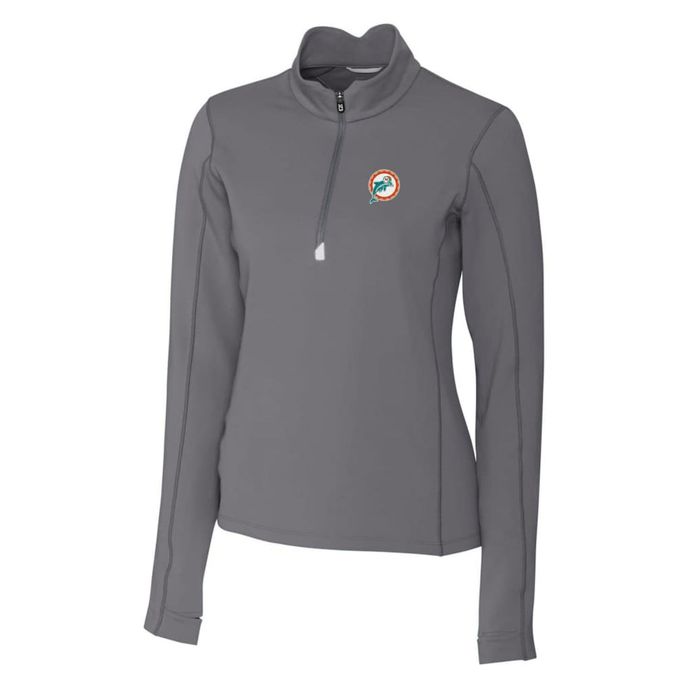 Miami Dolphins  Cutter & Buck Women's Throwback Logo Traverse Stretch Quarter-Zip Pullover Top