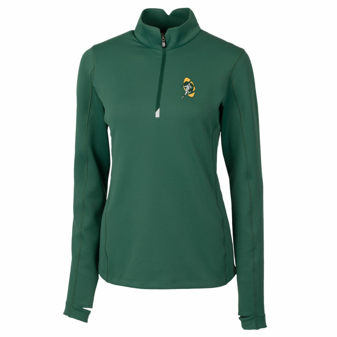 Green Bay Packers  Cutter & Buck Women's Throwback Logo Traverse Stretch Quarter-Zip Pullover Top