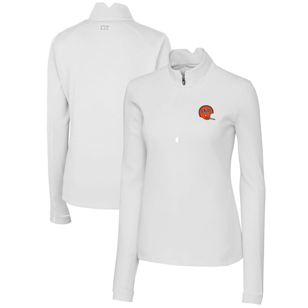 Cincinnati Bengals  Cutter & Buck Women's Throwback Logo Traverse Stretch Quarter-Zip Pullover Top