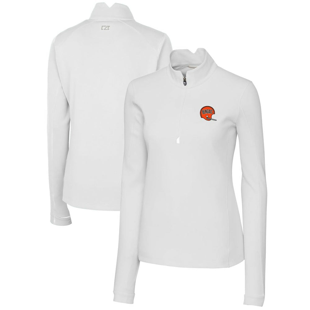Cincinnati Bengals  Cutter & Buck Women's Throwback Logo Traverse Stretch Quarter-Zip Pullover Top
