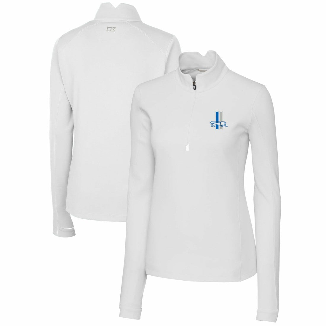 Detroit Lions  Cutter & Buck Women's Throwback Logo Traverse Stretch Quarter-Zip Pullover Top