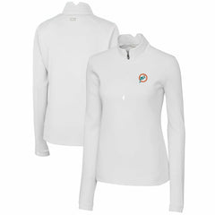 Miami Dolphins  Cutter & Buck Women's Throwback Logo Traverse Stretch Quarter-Zip Pullover Top