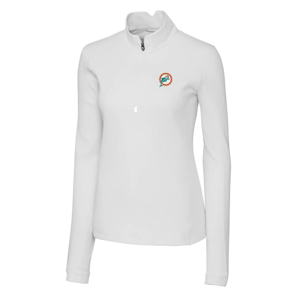 Miami Dolphins  Cutter & Buck Women's Throwback Logo Traverse Stretch Quarter-Zip Pullover Top