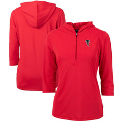 Atlanta Falcons  Cutter & Buck Women's Throwback Logo Virtue Eco Pique 3/4 Sleeve Half-Zip Pullover Hoodie