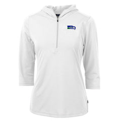 Seattle Seahawks  Cutter & Buck Women's Throwback Logo Virtue Eco Pique 3/4 Sleeve Half-Zip Pullover Hoodie