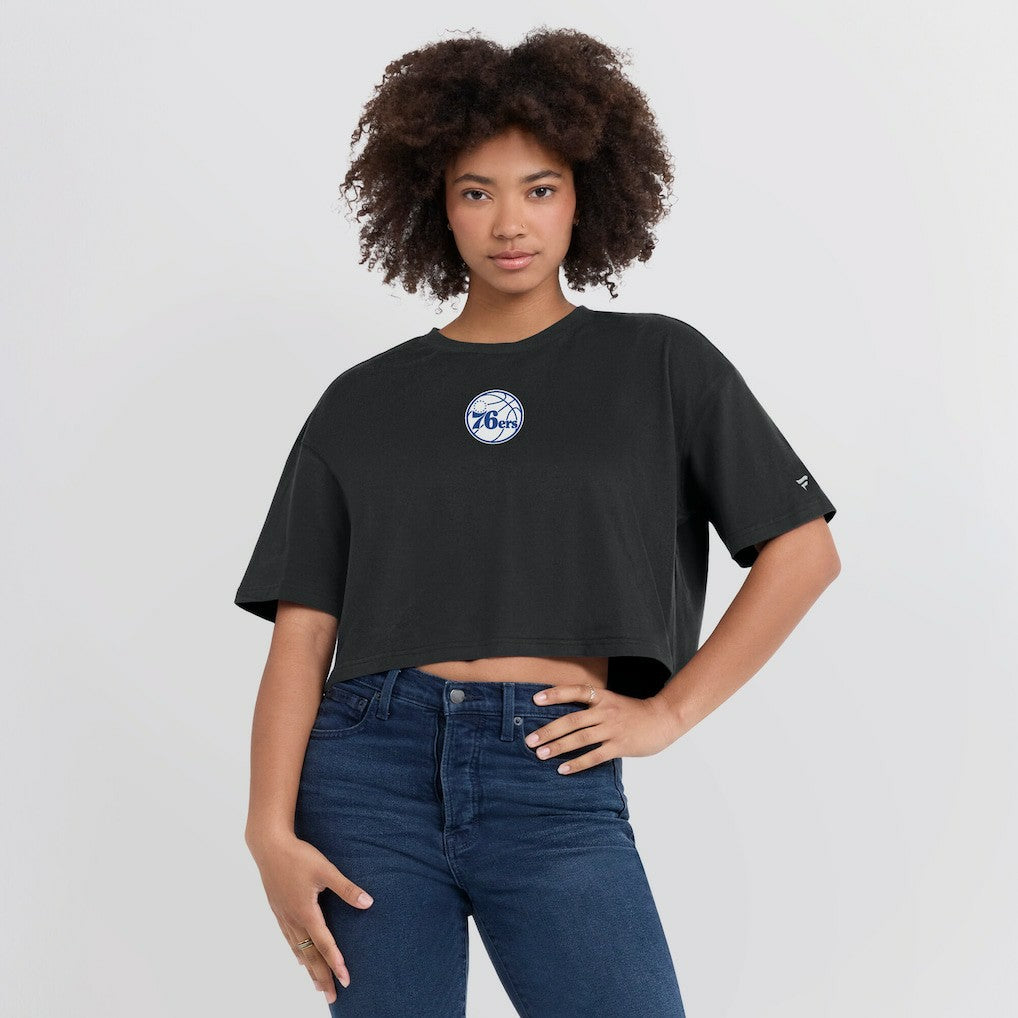 Philadelphia 76ers Women's Elements Super Soft Boxy Cropped T-Shirt Discount
