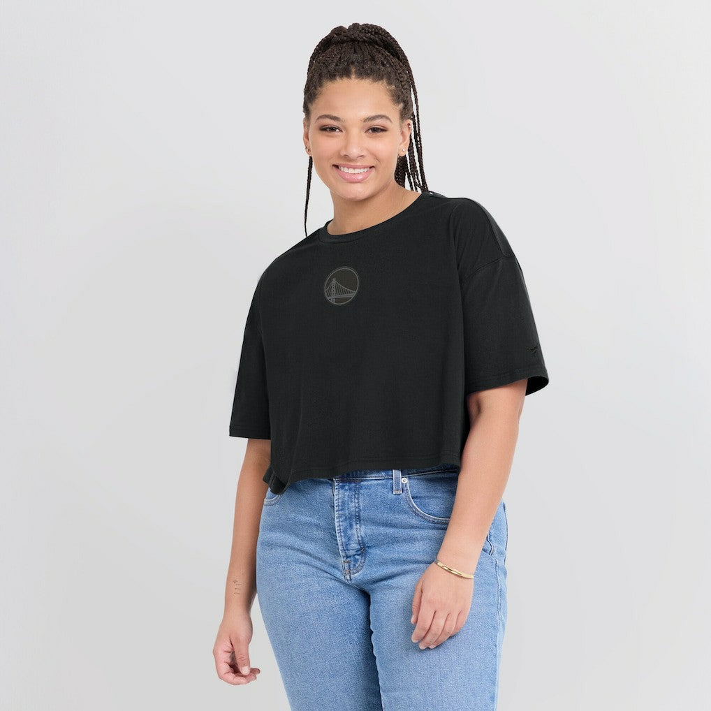Golden State Warriors Women's Elements Super Soft Boxy Cropped T-Shirt sale On Sale