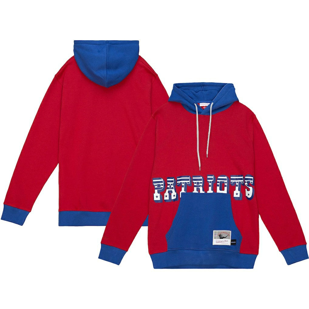 New England Patriots Mitchell & Ness Big & Tall Big Face Pullover Hoodie