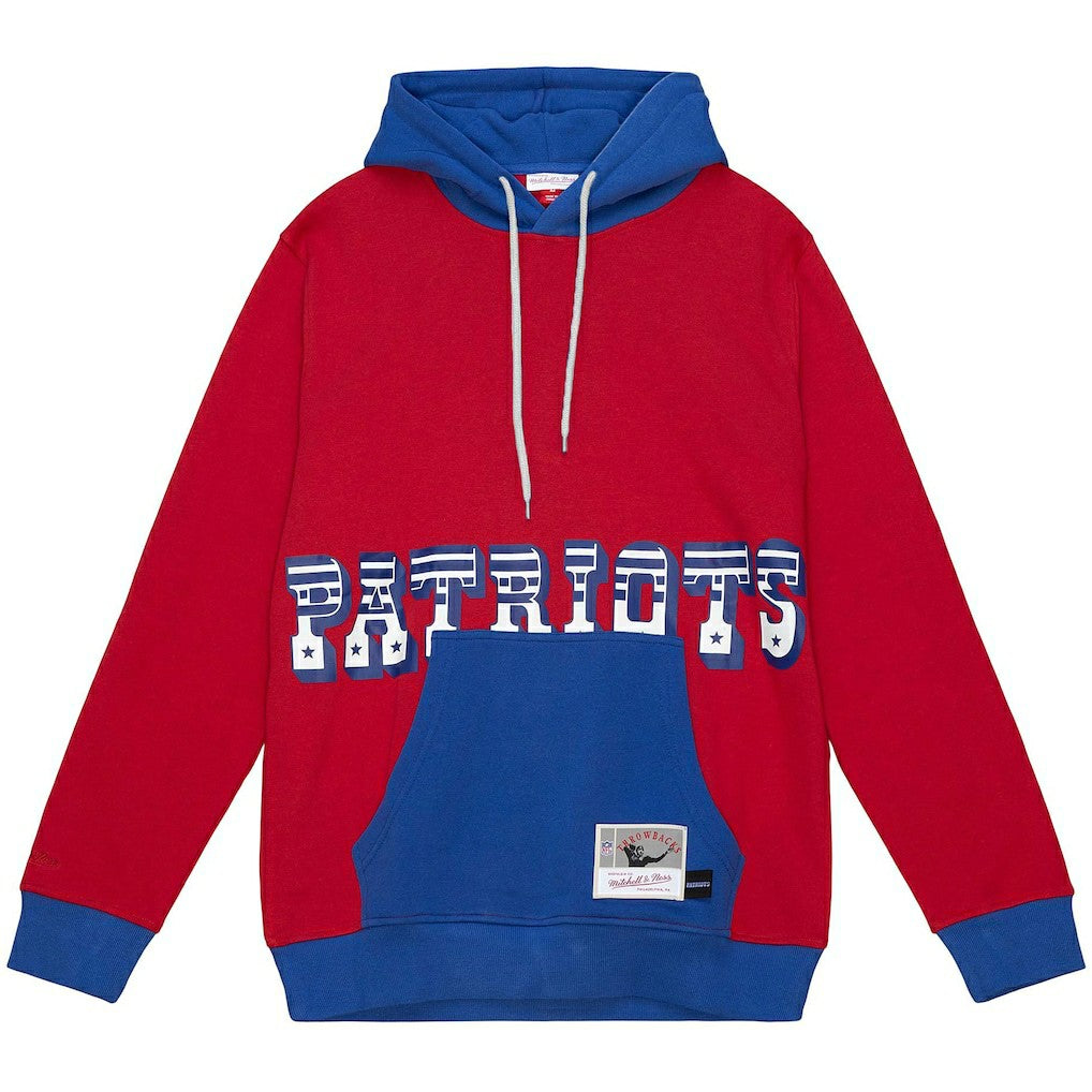 New England Patriots Mitchell & Ness Big & Tall Big Face Pullover Hoodie
