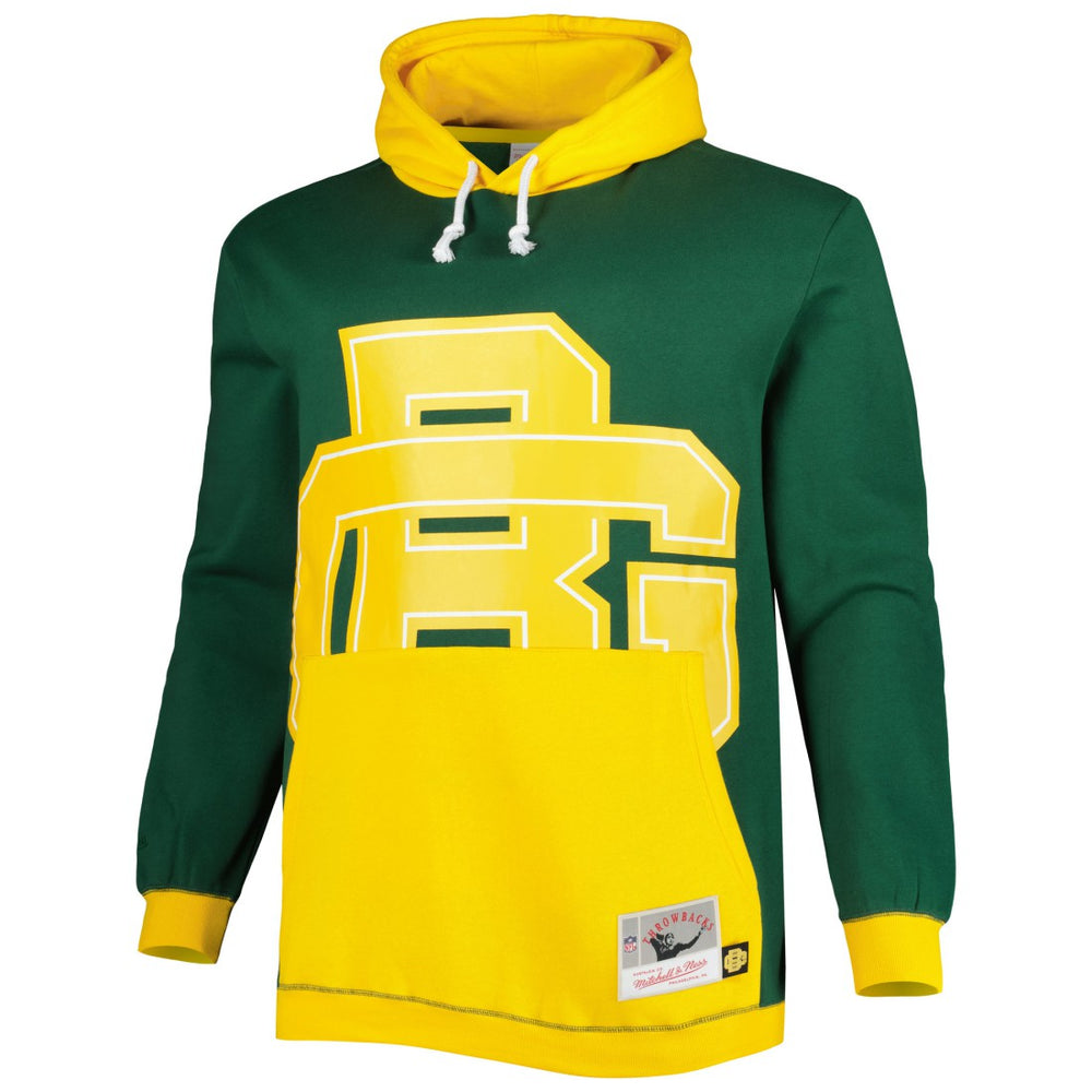 Green Bay Packers Mitchell & Ness Big & Tall Big Face Pullover Hoodie