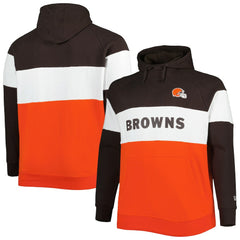 Cleveland Browns New Era Big & Tall Current Colorblock Raglan Fleece Pullover Hoodie