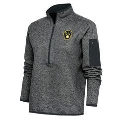Milwaukee Brewers Antigua Women's Logo Fortune Quarter-Zip Pullover Jacket | MLB US