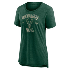 Milwaukee Bucks Women's Heritage Tri-Blend T-Shirt Outlet