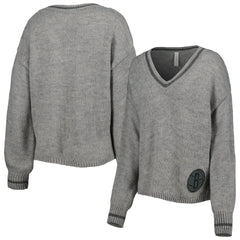 Brooklyn Nets Lusso Women's Scarletts Lantern Sleeve Tri-Blend V-Neck Pullover Sweater For Sale