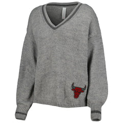 Chicago Bulls Lusso Women's Scarletts Lantern Sleeve Tri-Blend V-Neck Pullover Sweater Discount