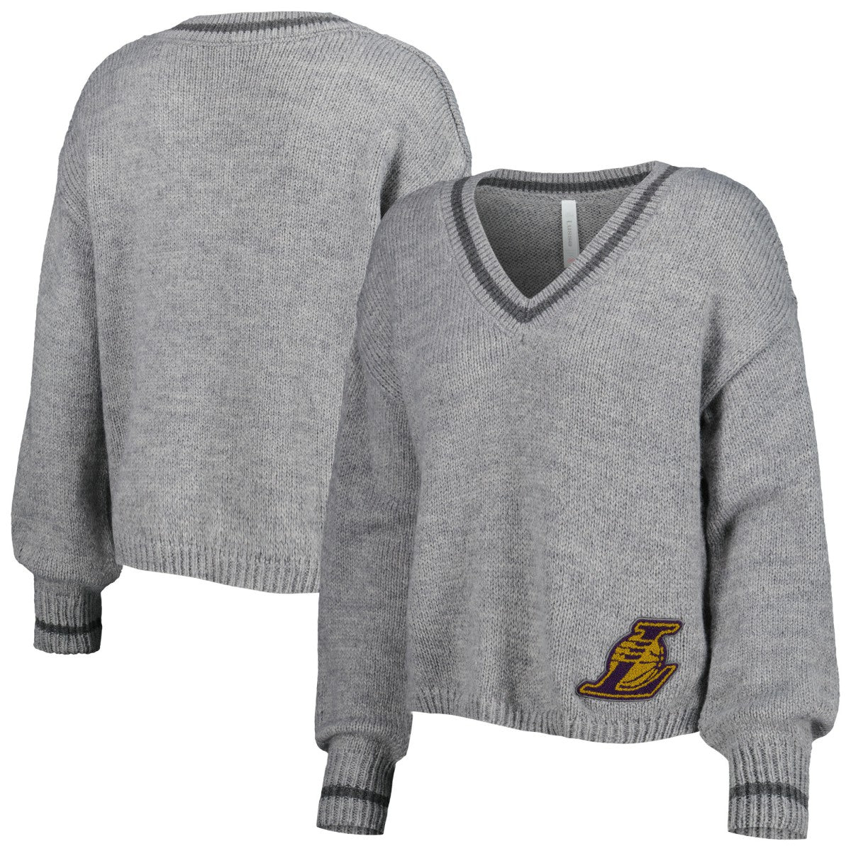Los Angeles Lakers Lusso Women's Scarletts Lantern Sleeve Tri-Blend V-Neck Pullover Sweater On Sale