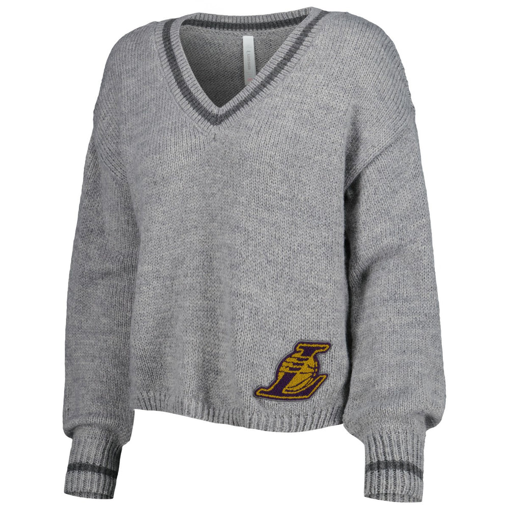Los Angeles Lakers Lusso Women's Scarletts Lantern Sleeve Tri-Blend V-Neck Pullover Sweater On Sale