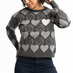 Brooklyn Nets Lusso Women's Basketball Love Swarovski Crystal Intarsia Pullover Sweater Online