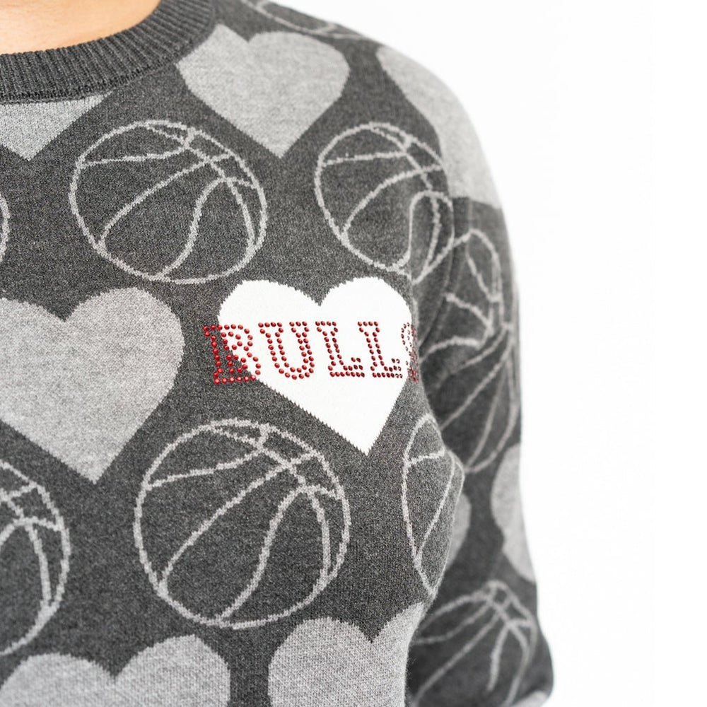 Chicago Bulls Lusso Women's Basketball Love Swarovski Crystal Intarsia Pullover Sweater sale Discount