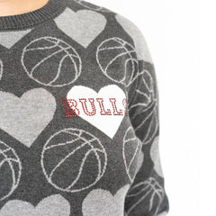 Chicago Bulls Lusso Women's Basketball Love Swarovski Crystal Intarsia Pullover Sweater sale Discount