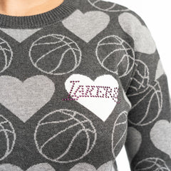 Los Angeles Lakers Lusso Women's Basketball Love Swarovski Crystal Intarsia Pullover Sweater Discount