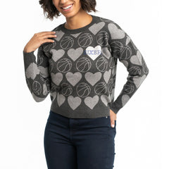 Philadelphia 76ers Lusso Women's Basketball Love Swarovski Crystal Intarsia Pullover Sweater Discount