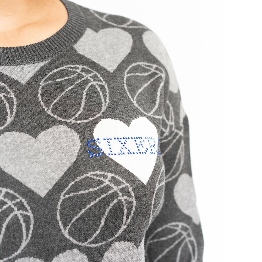 Philadelphia 76ers Lusso Women's Basketball Love Swarovski Crystal Intarsia Pullover Sweater Discount