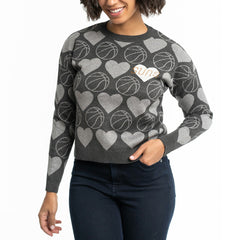 Phoenix Suns Lusso Women's Basketball Love Swarovski Crystal Intarsia Pullover Sweater Outlet