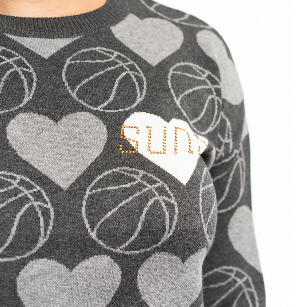 Phoenix Suns Lusso Women's Basketball Love Swarovski Crystal Intarsia Pullover Sweater Outlet
