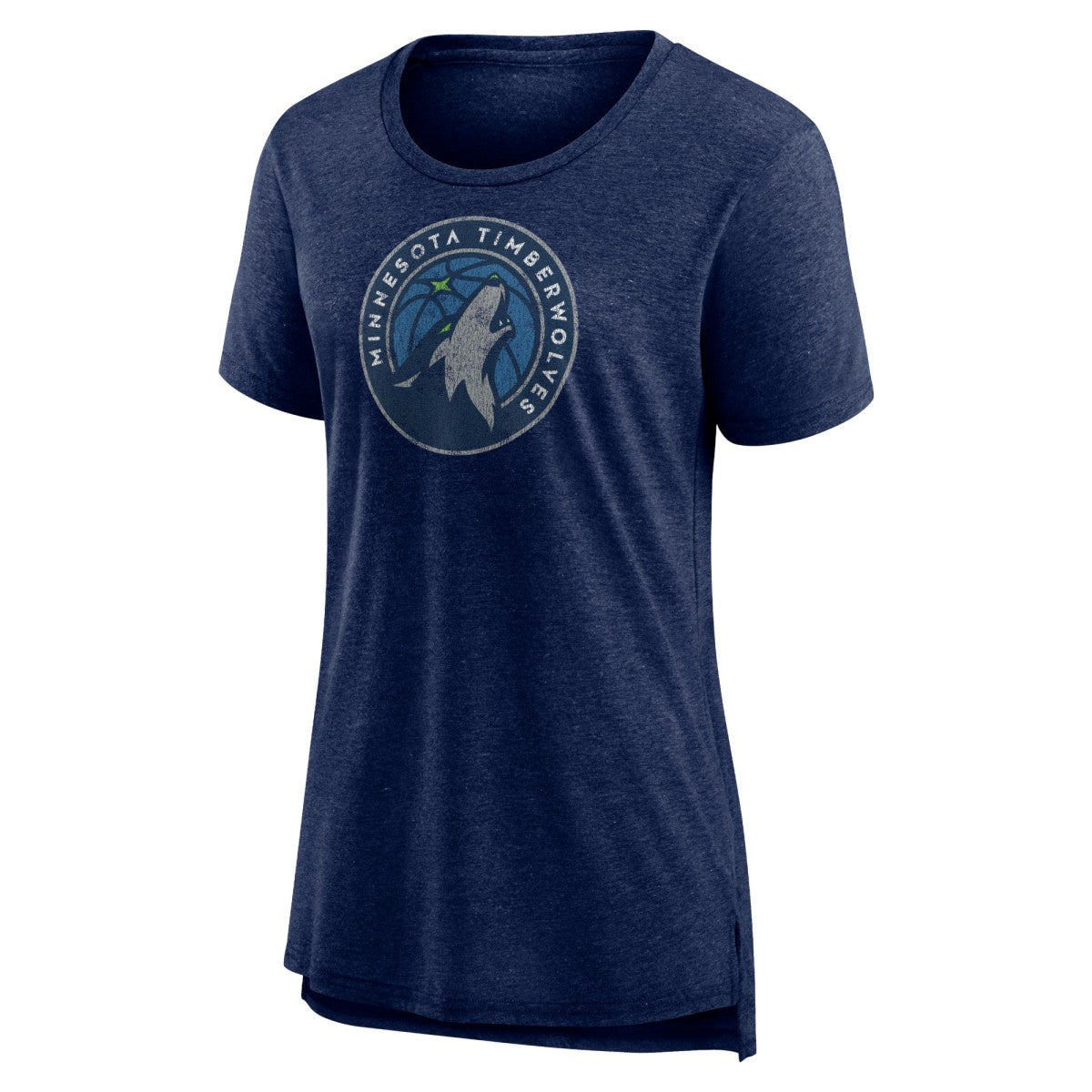 Minnesota Timberwolves Women's Distressed Logo Tri-Blend T-Shirt Discount