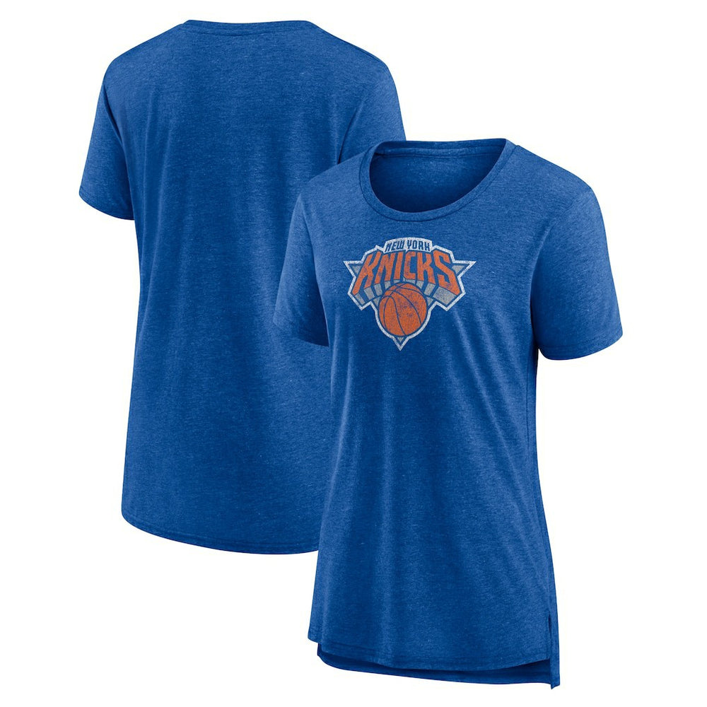 New York Knicks Women's Distressed Logo Tri-Blend T-Shirt Outlet