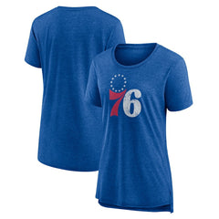 Philadelphia 76ers Women's Distressed Logo Tri-Blend T-Shirt New