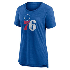 Philadelphia 76ers Women's Distressed Logo Tri-Blend T-Shirt New