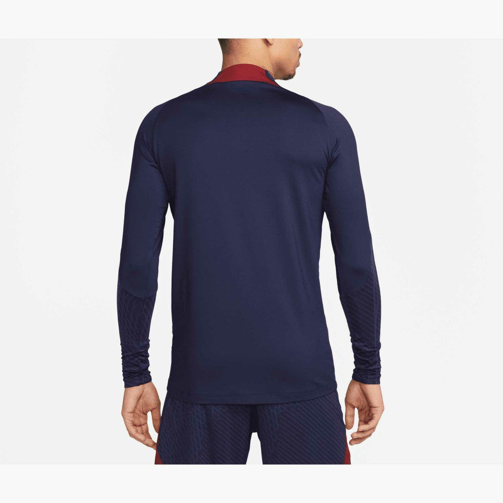 Paris Saint-Germain 2023/24 Strike Drill Performance Raglan Quarter-Zip Long Sleeve Top Navy - Nike