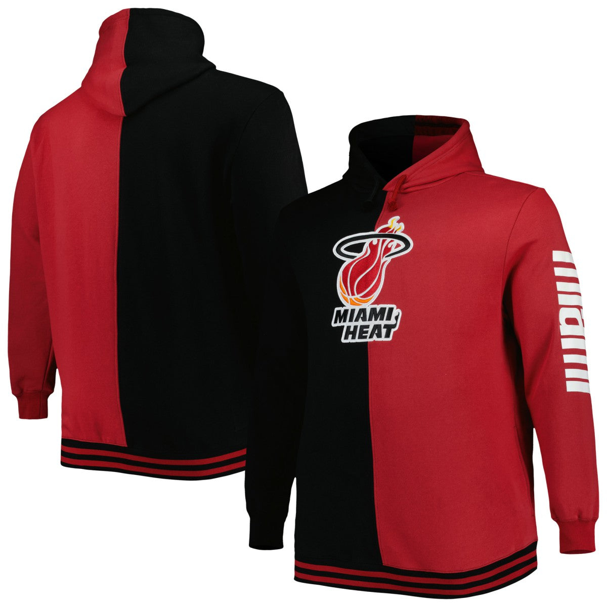 Miami Heat Hardwood Classics Big & Tall Hardwood Classics Split Pullover Hoodie For Sale