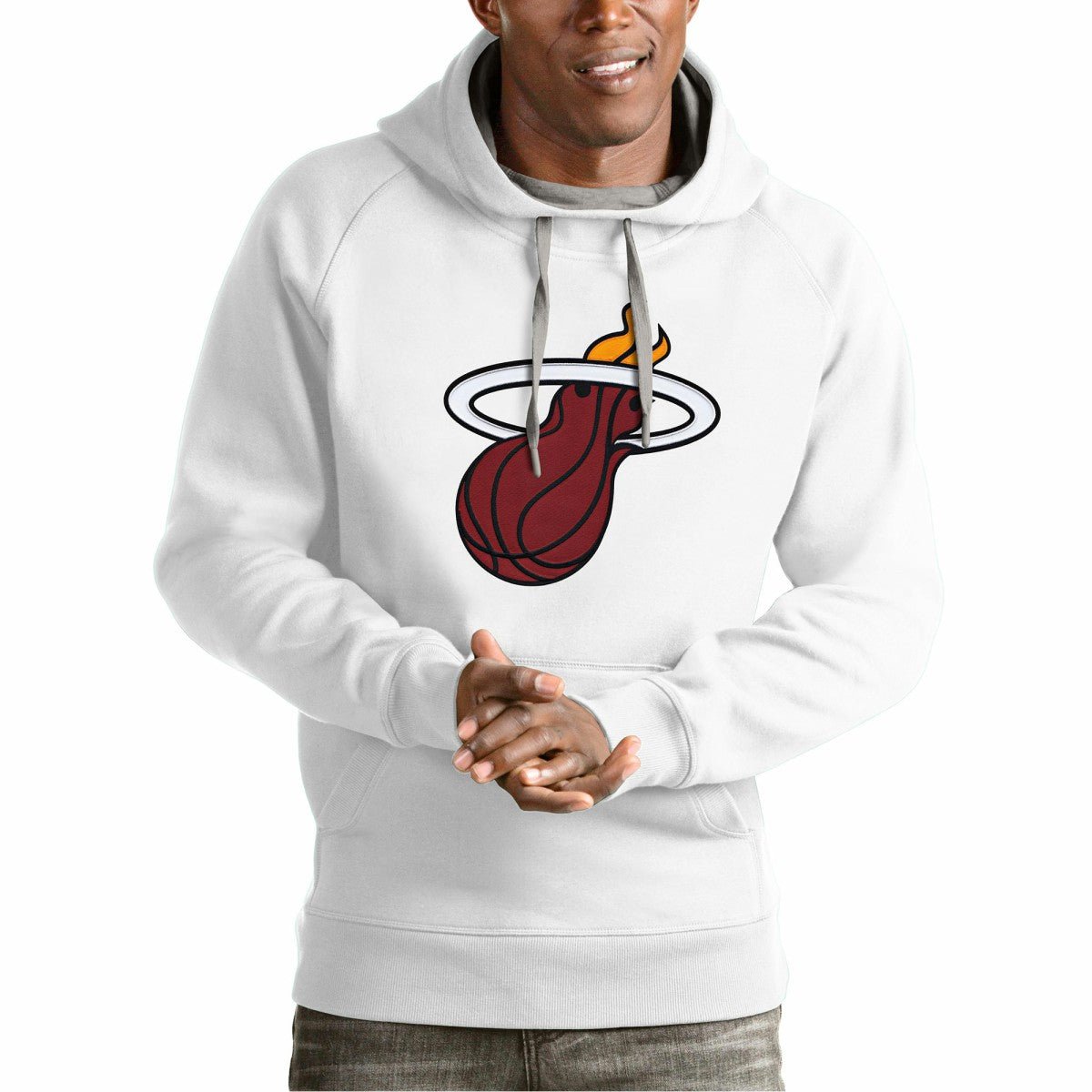 Miami Heat Antigua Team Logo Victory Pullover Hoodie New