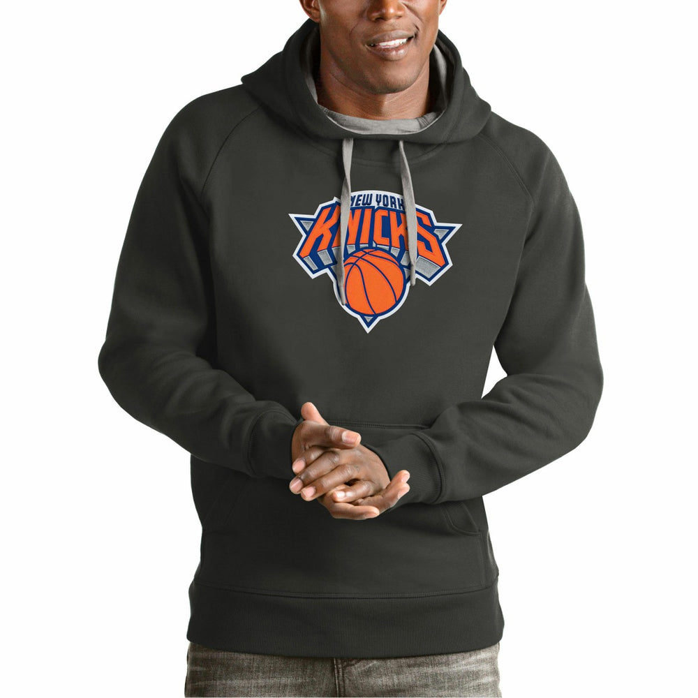 New York Knicks Antigua Team Logo Victory Pullover Hoodie On Sale