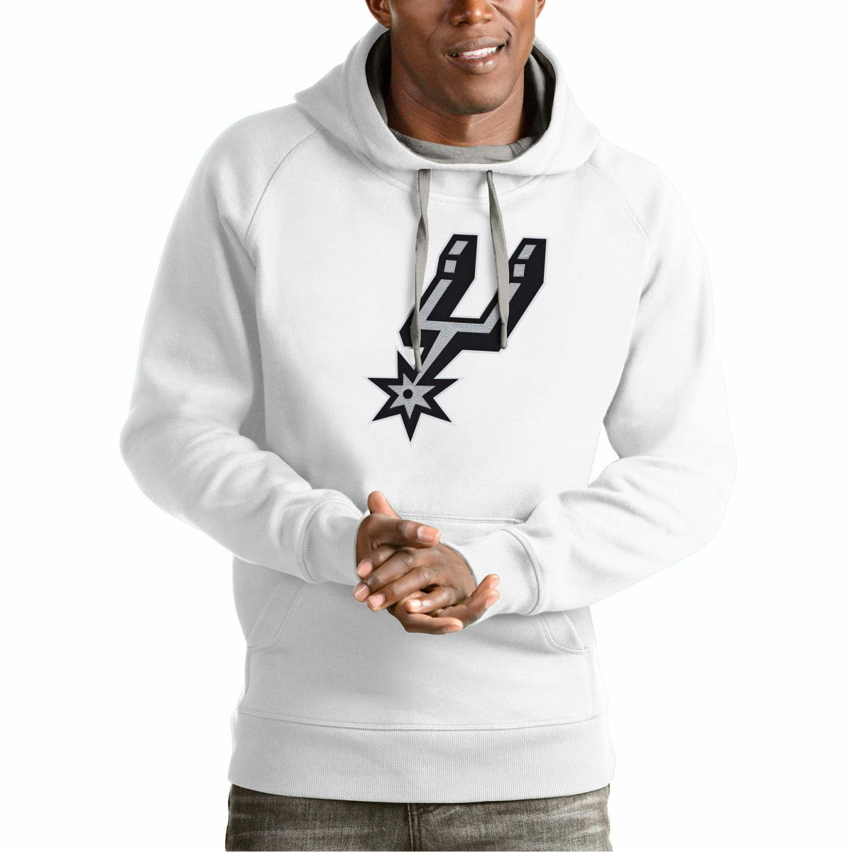 San Antonio Spurs Antigua Team Logo Victory Pullover Hoodie Outlet