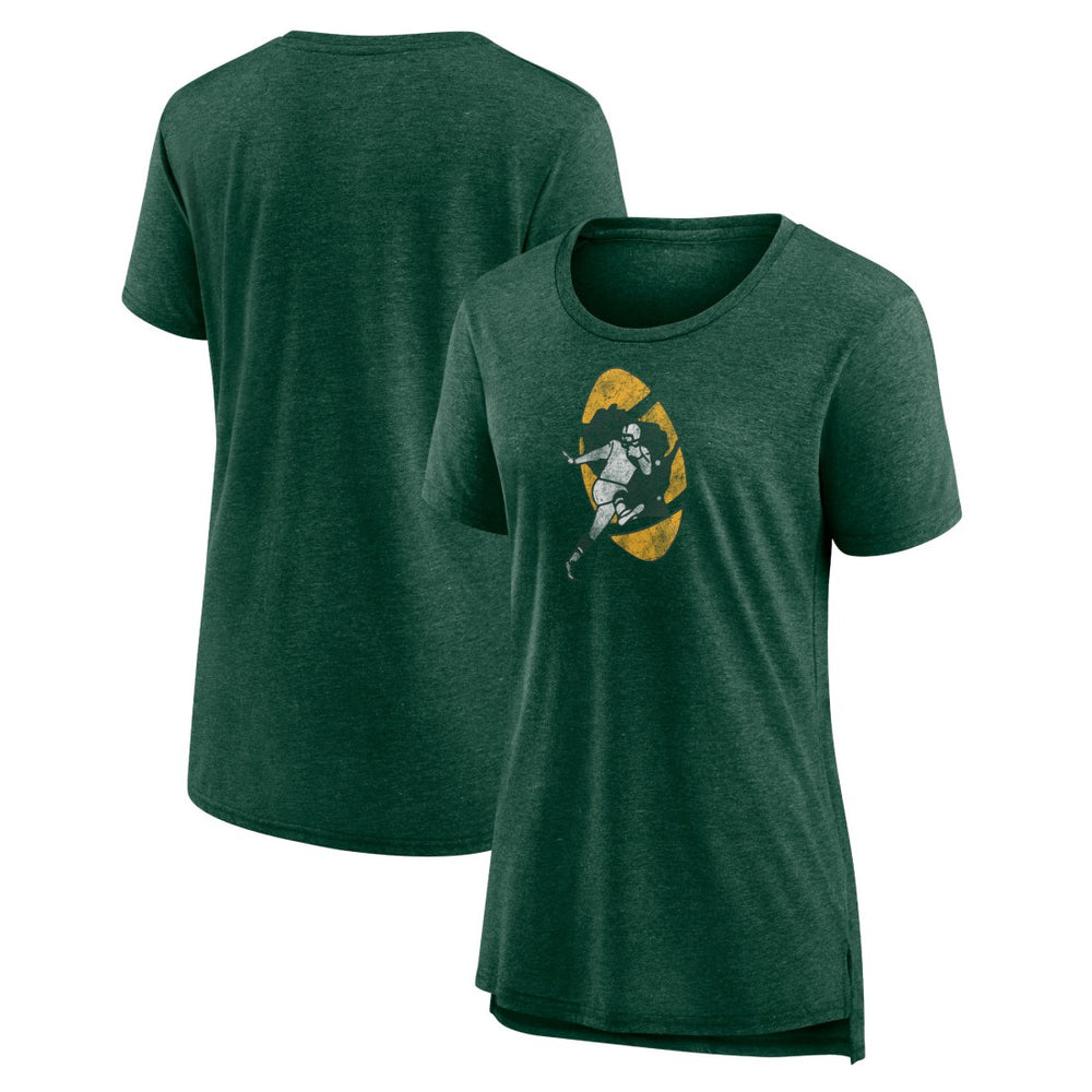 Green Bay Packers  Women's Throwback Team Logo Tri-Blend T-Shirt