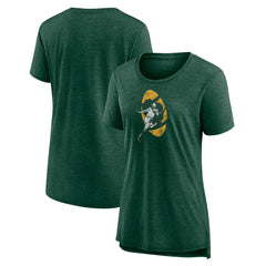 Green Bay Packers  Women's Throwback Team Logo Tri-Blend T-Shirt