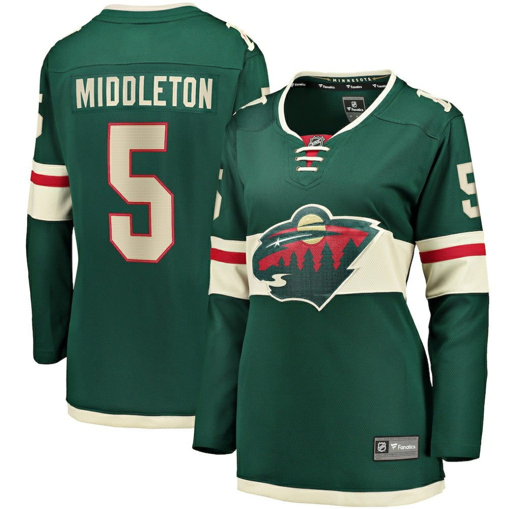 Jake Middleton Minnesota Wild Fanatics Women's Home Breakaway Player Jersey For Sale