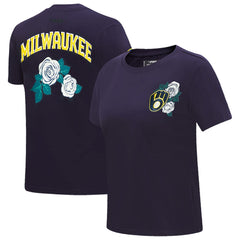 Milwaukee Brewers Pro Standard Women's Roses Fitted T-Shirt | MLB Sale