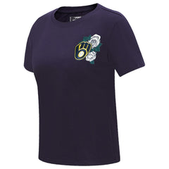 Milwaukee Brewers Pro Standard Women's Roses Fitted T-Shirt | MLB Sale