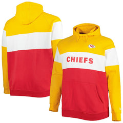 Kansas City Chiefs New Era Big & Tall Current Colorblock Raglan Fleece Pullover Hoodie