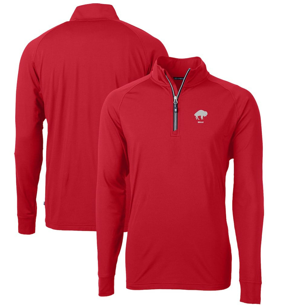 Buffalo Bills  Cutter & Buck Adapt Eco Knit Stretch Recycled Big & Tall Quarter-Zip Throwback Pullover Top